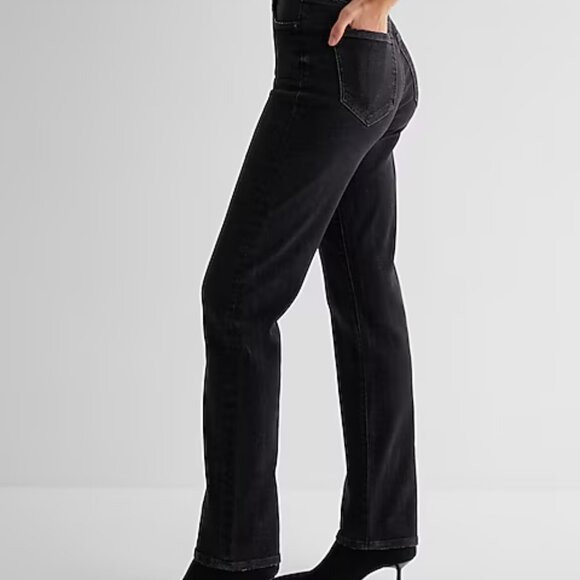 Express Black Super High Rise Modern Straight Jeans - Picture 3 of 8
